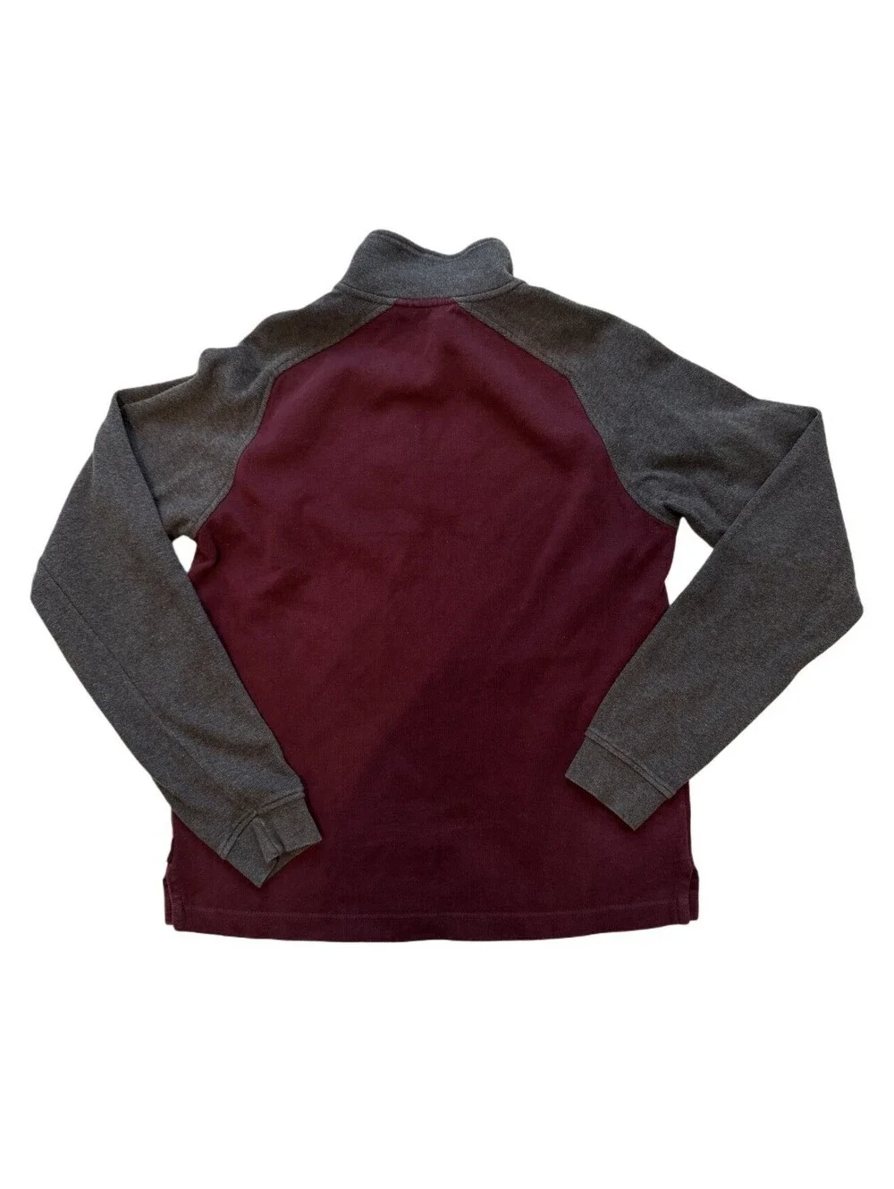 IZOD Men’s 1/4 Zip Pullover Medium Burgundy Gray Cotton Preppy Academic